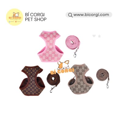 Dây dắt chó mèo đi dạo, dây nịt ngực cho thú cưng LUXURY, lưới ngực lưng thoáng khí