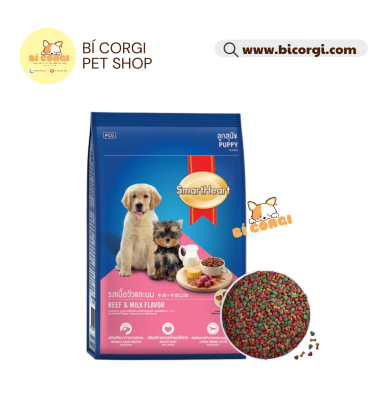 THỨC ĂN SMARTHEART DÀNH CHO CHÓ CON VỊ BÒ VÀ SỮA